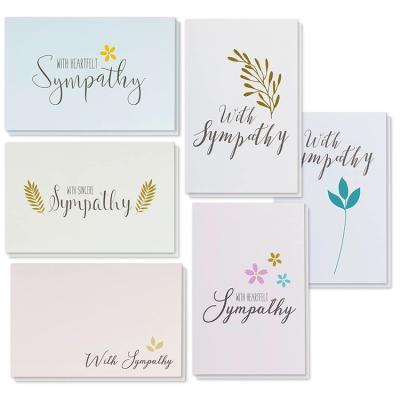 China White Paper Premium Quality Floral Design Greeting Cards Elegant Sympathy With Envelope for sale