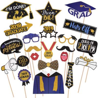 China Fun Graduation Props Photo Booth Set Graduation Party Decoration Bulk Pack For Graduation Party Decorations for sale