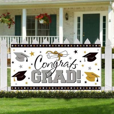 China Customized Design Graduate Congrats Photo Booth Wall Party Decor Graduation Backdrop Banner Graduation Party Decoration for sale