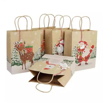 China Premium Recycled Materials Santa Bags Design Kids Gifts Chrismas Wrapping Paper Bag, Christmas Gift Bag for sale