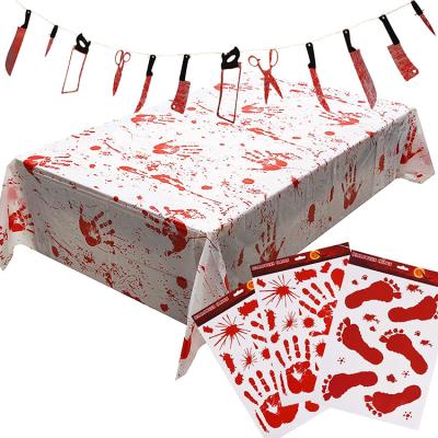 China Custom PE bloody tablecover spooky Halloween party decorations for sale