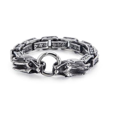 China Anti-allergy dragon head stainless steel men's antique silver animal bracelet for sale