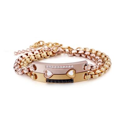 China BAIQUE Anti-Allergy Stainless Steel Gold Heart Match His And Her Couple Bracelet for sale