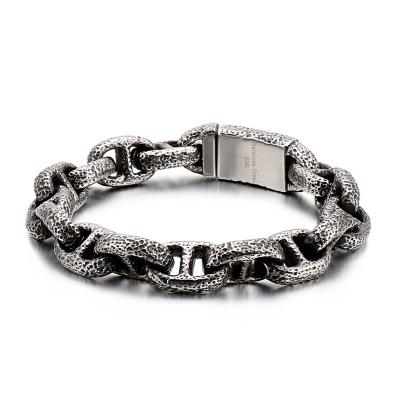 China Antique Silver Punk Style Stainless Steel Bracelet Men Anti-allergy for sale