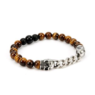 China Custom Design Stainless Steel Tiger Eye Jewelry Chain Tiger Eye Casual/Sporting Stone Custom BAIQUE Beads Bracelet For Men for sale