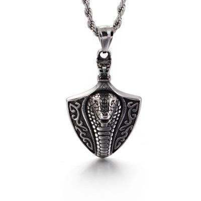 China BAIQUE Anti-Allergy Customized Stainless Steel Antique Vintage Black Snake Pendant For Men for sale