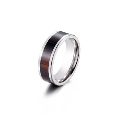 China Hot Selling Fashion Model Men Accessories Ring Nickel Free Stainless Steel Wooden Ring for sale