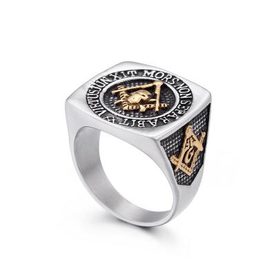 China Nickel Free Stainless Steel Finger Accessories Custom Design Gold Masons Rings For Men for sale