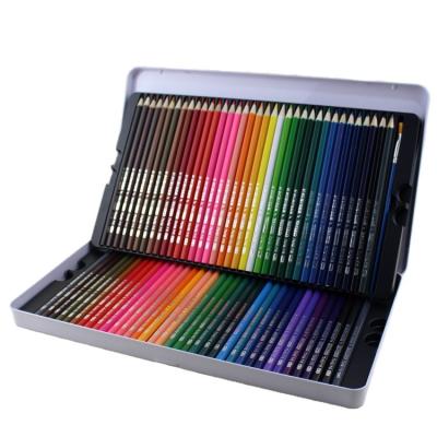 China High quality hot sale iron box 72/128 colors wooden pencil 128 set colored pencils for sale