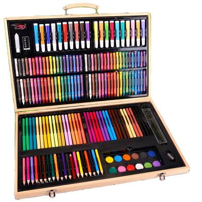 China Best Selling 128 Colors Professional Wood Art Water Soluble Pencil Set Colored Pencils With Wooden Box for sale