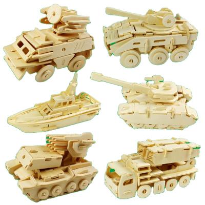 China Wooden DIY TOY Children's toy building block 3d tank assembly toy puzzle student puzzle boy handmade toy model for sale