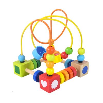 China Small turtle intelligence wooden toy 1-2-3 years old children's early education puzzle beads around jewelry treasure practical initiation wooden toys for sale