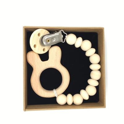 China Entertainment toys animal pacifier chain cartoon beech molars anti-drop pacifier chain wooden pacifier chain for sale