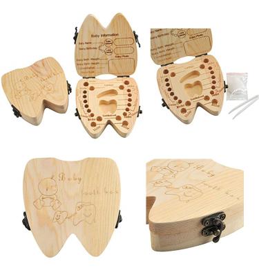 China Mlik Custom Baby Shape Keepsake Teeth Storage Box Wooden Baby Tooth Milk Tooth Box Baby Toys 2021 Educational Wooden Toys Children Boy Toys for sale