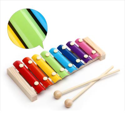 China Lightening Wood Toys Hand Blow Xylophone Instrument Percussion Wooden Metal Plate With Child Safe Mallets for sale