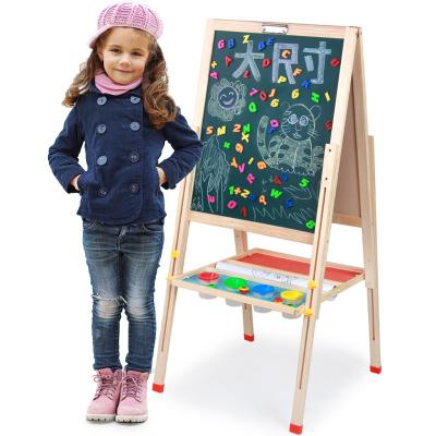 China Double-Sided Drawing Board Children's Wooden Drawing Board Can Lift Bracket Paint Trace Board Magnetic Blackboard White Board for sale