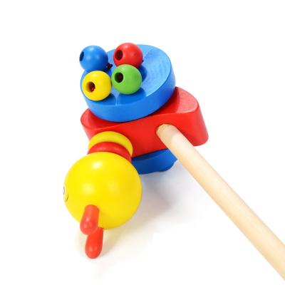 China 0-1-2 Years Cartoon Baby Walker Animal Trolley Toy Kids Pusher Children Kids Wooden Walking Toys 2021 Wooden XIAOYAZHEN777 for sale