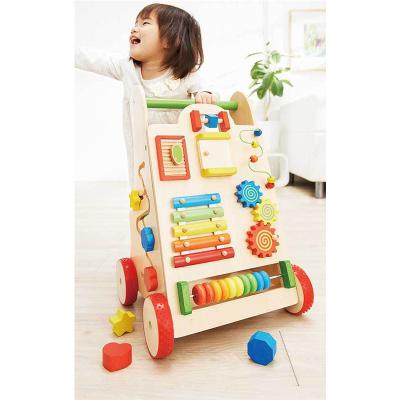 China Factory direct sale Educational Wooden Baby Walker Toddler Toys .inactive for 18 months push up toys study for sale