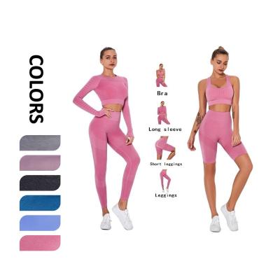 China New Winter Sports Bra Workout Stretch Legging Seamless Knitting Sin-stockItems Sport Yoga Set Breathable BBLXF9183 for sale