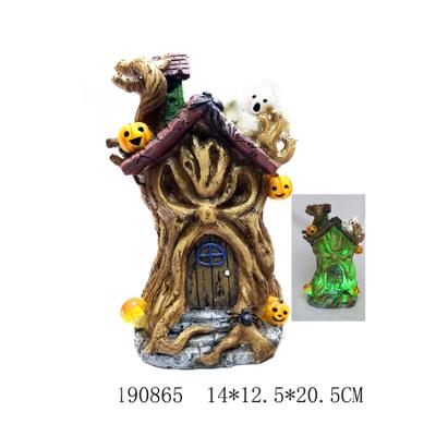 China Europe Outdoor Decoration Halloween Custom Resin Led Haunted House Statue for sale