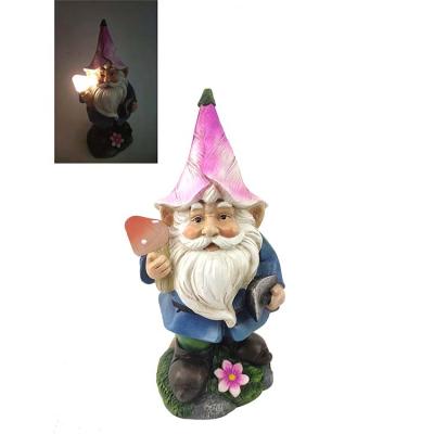 China Europe Art Statue Garden Gnomes Resin Gnome Figurine Custom Custom Solar Statue for sale