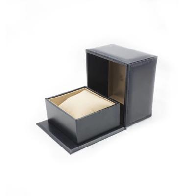 China Morden OEM Leather Handmade Black PU Leather Watch Packaging Boxes , PU Watch Box for sale