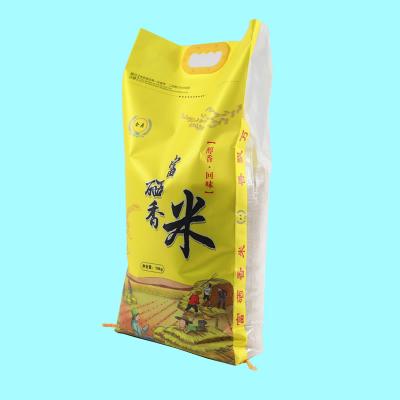 China Durable 10kg Laminated Polypropylene Bags / Rice Packing Bag With Handle for sale