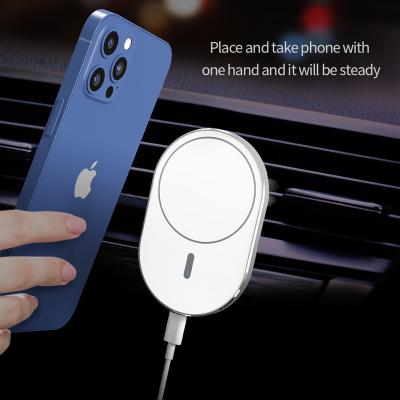 China Cell Phone Best Items For 2021 Utensil Oval Magnetic Holder Aluminum+PC Wireless Charger For iphone12 for sale