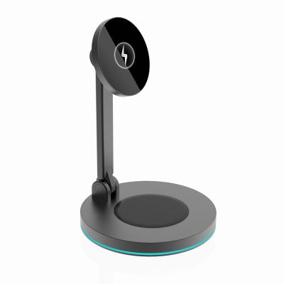 China Customizable Magnet Dc Magnetic 15w Qi Wireless Charger Tablet Type-c With Desktop Stand for sale