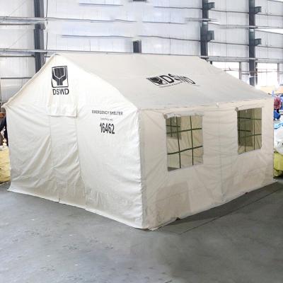 China Diagonal Tying Type Haoyu Oxford Disaster Relief Tent Wholesale Custom Printed Tents for sale