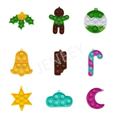 China 9PCS Christmas Style Silica Gel Trigger Push Snap Sensory Bubbles Squeeze Jumping Jumpy Person Toys Set for sale