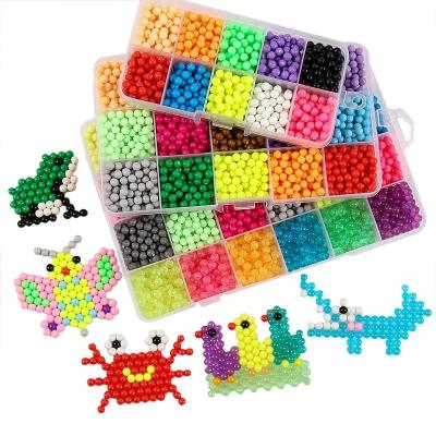 China Playing 24 Colors Fill Crystal DIY Toy Pack Water Spray Magic Bead Puzzle Handmade Toys 3D Sets Ball Games For Children Kids for sale