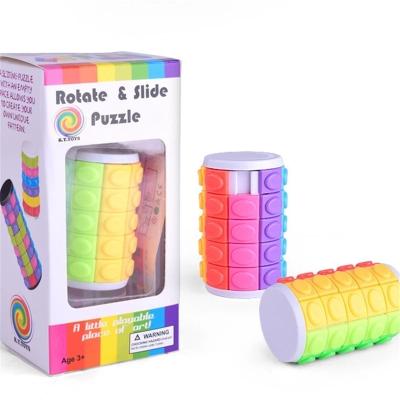 China Plastic 3D Rainbow Cube Moveable Person Toys Magic 5th Cylinder Turn Slide Logic Hand Puzzle Brain Teasers Restless Tower Stress Relief Toy for sale