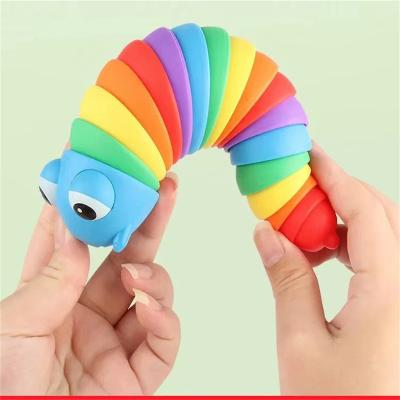 China Relieve Stress Kawaii 3D Printed Articulated Slug Shaky Person Toys Slug Sticky Ride Stress Reliever Anti-Anxiety Stretch Flexible Sensory Toy for sale