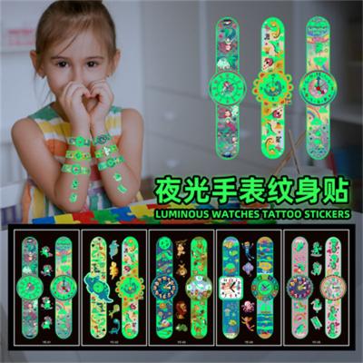 China Kids Watch Noctilucent Glow In The Dark Temporary Tattoo Stickers Waterproof Luminous Tattoo Sticker Toy For Kids Party 6.8*12cm for sale