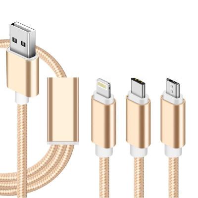 China Wholesale Universal Fast Charging Speed ​​3 in 1 type Nylon Braided Fast Charging Charger Cable Micro USB C Mobile Cable for sale