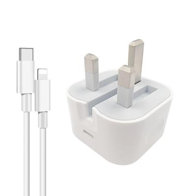 China 20w 18w Palladium Charger 3 Pin Plug 20w High Speed ​​QC 3.0 UK Wall Charger Type-c Type-c Fast Charging Travel Adapter Charger for iphone apple 11 12 for sale