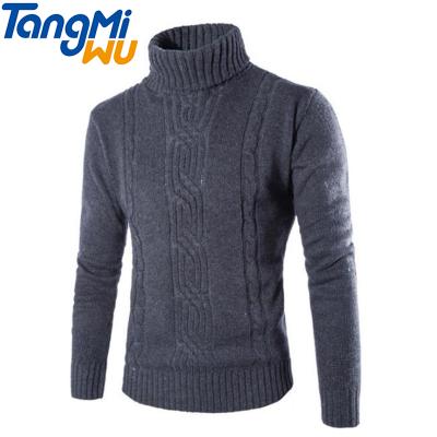 China TMW Anti-Wrinkle Drop Long Sleeve Gray Sweater Knitted Sweater High Collar Sweater Acrylic Men's Sweater for sale