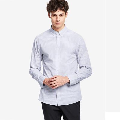 China 2021 Spring New Style Oxford Stylish Shirt Long Sleeve Stripe Men's Business Breathable Shirt Camisa de Hombres for sale