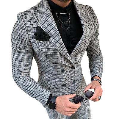 China Wholesale TMW Breathable Fashion Blazer Hombre Men Single Row Two Buttons Trend Formal Casual Mens Suit Plaid Blazer For Men for sale