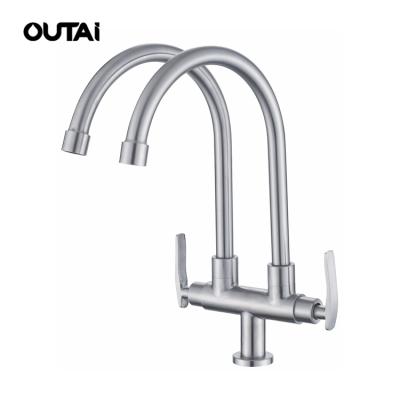 China Thermostatic faucets easy install double ware sus304 body double handles kitchen single cold sanitary faucet for sale