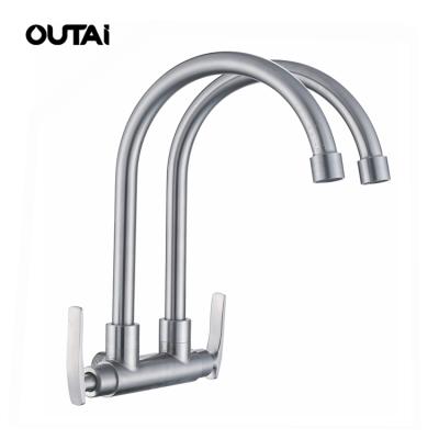 China Wall Mounted Ceramic Thermostatic Faucets Cartridge Double Headed 304 Stainless Steel Faucets Two Way Faucet Kitchen for sale