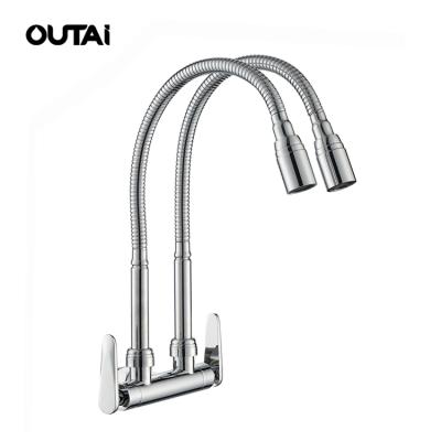 China Hot Selling Thermostatic Wall Mount Single Tap Brass Faucets Double Body 360 Rotation Kitchen Faucet for sale