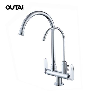 China New Design Dual Handle Thermostatic Kitchen Faucet Double Handle 360 ​​Bi-Directional Faucets Rotation for sale