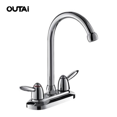 China Durable Chrome Plating Zinc Double Handle Faucet Metered Bathroom Basin Faucets for sale