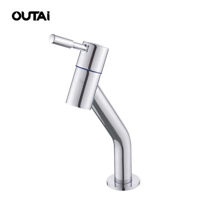 China Modern Type Metered Bathroom Faucets Taps Long Spring Unique Shaped Brass Cold Water Basin Faucet Faucet for sale