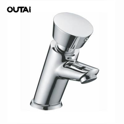 China Outdoor Public Brass Lavatory Faucet Push Button Time Delay Self Closing Faucet for sale