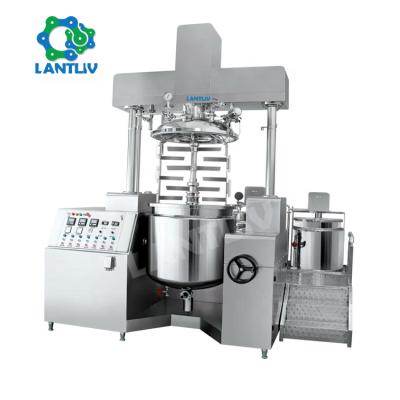 China Liquid / Viscous Liquid Liquid with Suspended Solids / Powder 100L 200L High Quality Face Cream Steamed Tank Body Lotion Vacuum Emulsifier Machine Heated Mixing Cosmetic Homogenizing Blender for sale