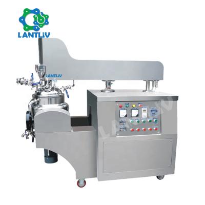 China Hydraulic Lifting Mascara 5L 10L Small Scale 15L 20L Vacuum Emulsifying Machine For Lab With Dissolving Water And Oil Tank Electric Heating for sale