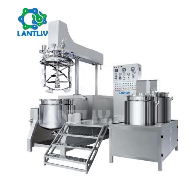 China Viscous Liquid Shampoo Toothpaste Lotion Cream Cosmetic Chemical Production Line Equipment 1000L Vacuum Mixer Homogenizer Emulsifying Machine for sale